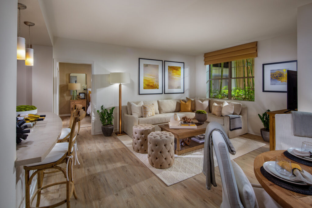 Living room view of decorated apartment