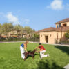 Man and woman playing with a dog in a dog park
