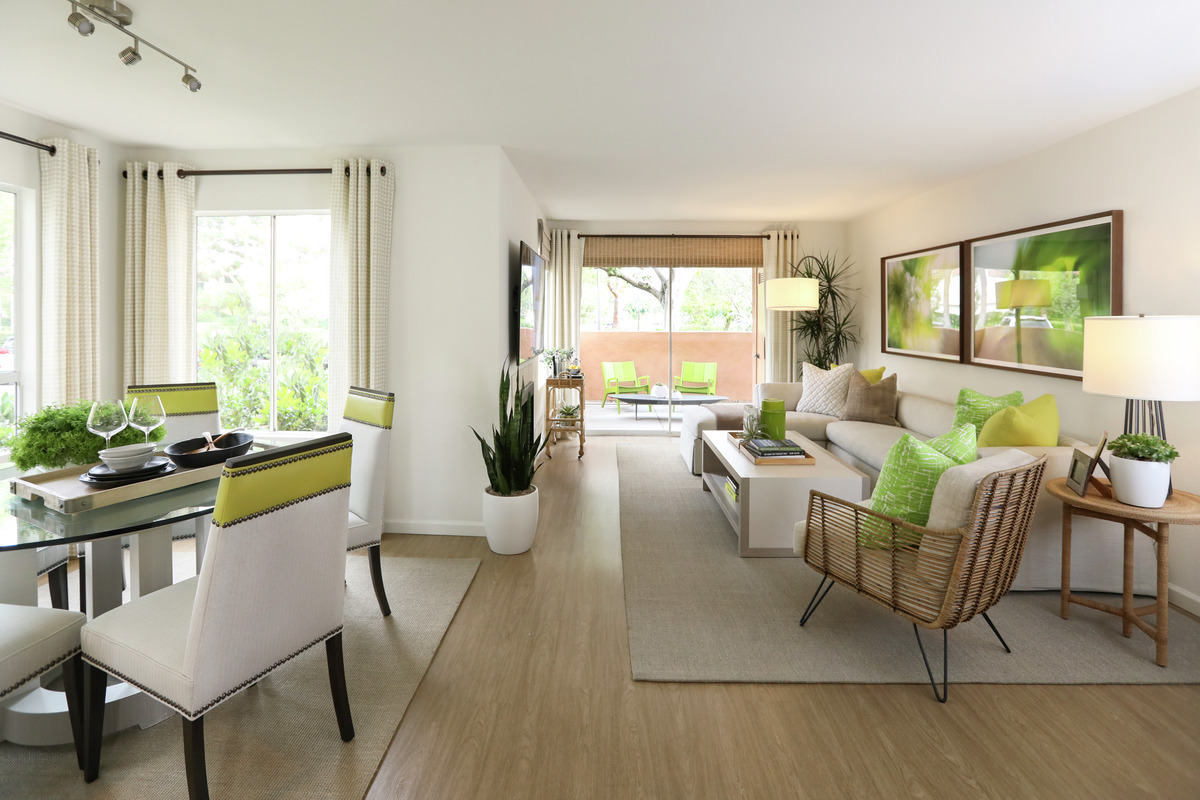 Interior living room and dining table of apartment